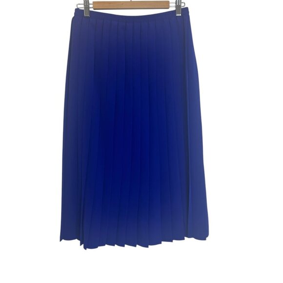 Vintage Jaeger 100% Wool Pleated Skirt Blue Sz 16 Made in London Preppy Classic‎ - Picture 2 of 9
